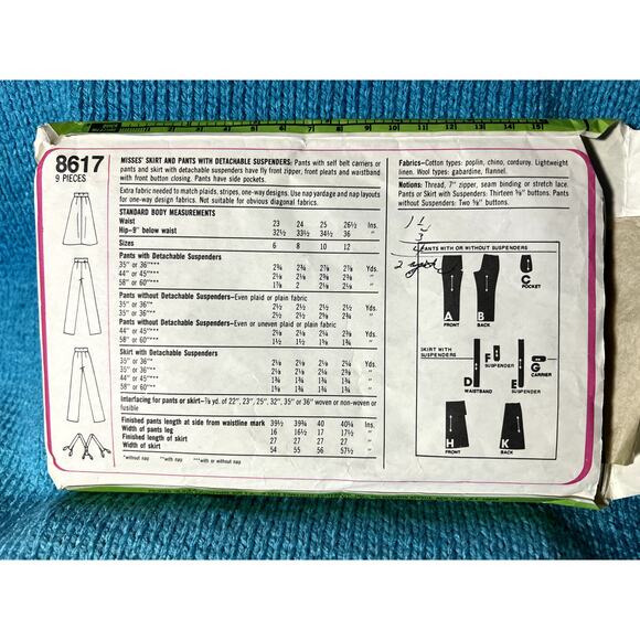 Simplicity 8617 Sewing pattern Aline midi skirt pants 1970s size 10 - Picture 3 of 5